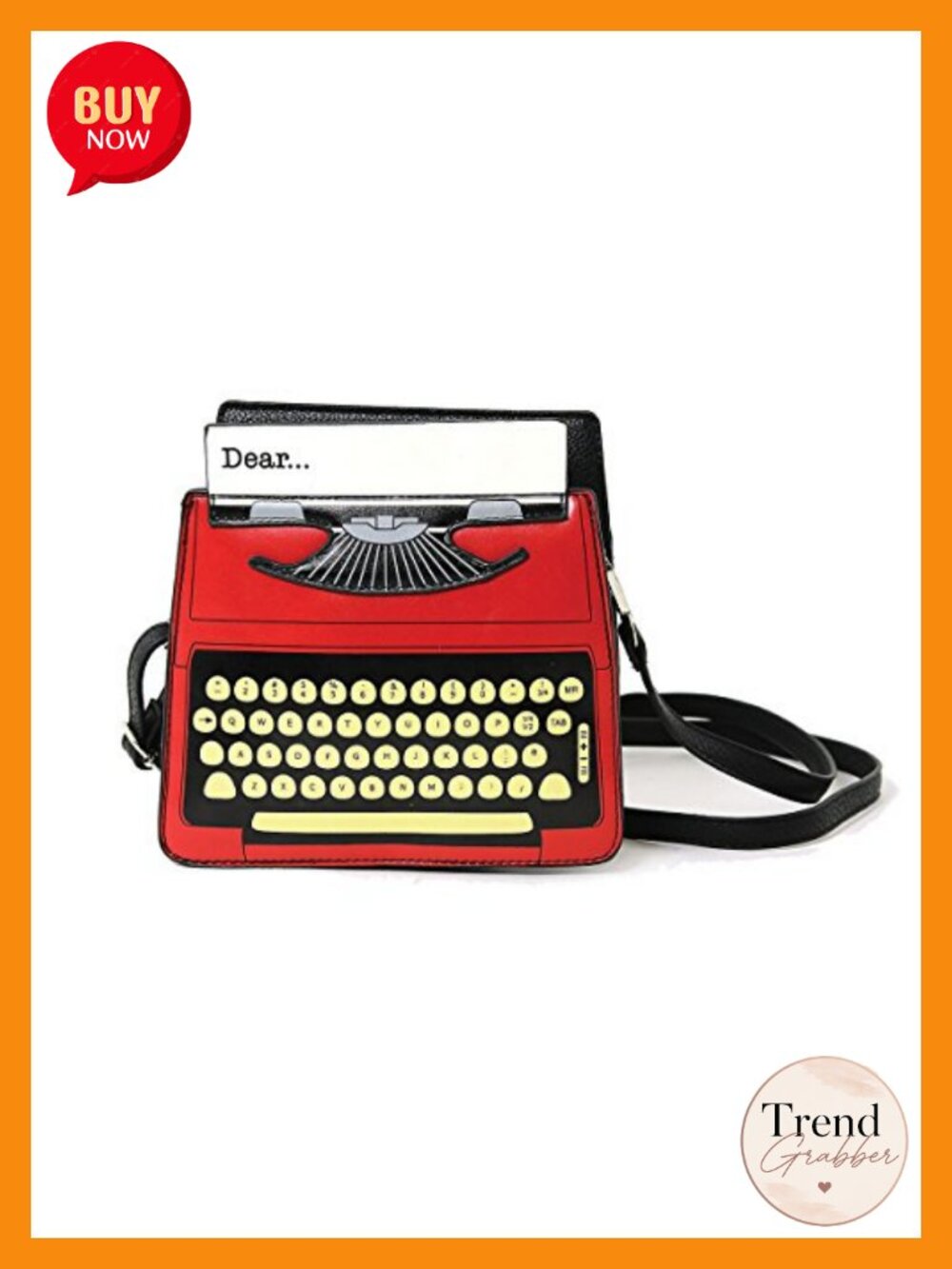 Vintage Typewriter Screen Print Vinyl Satchel Bag